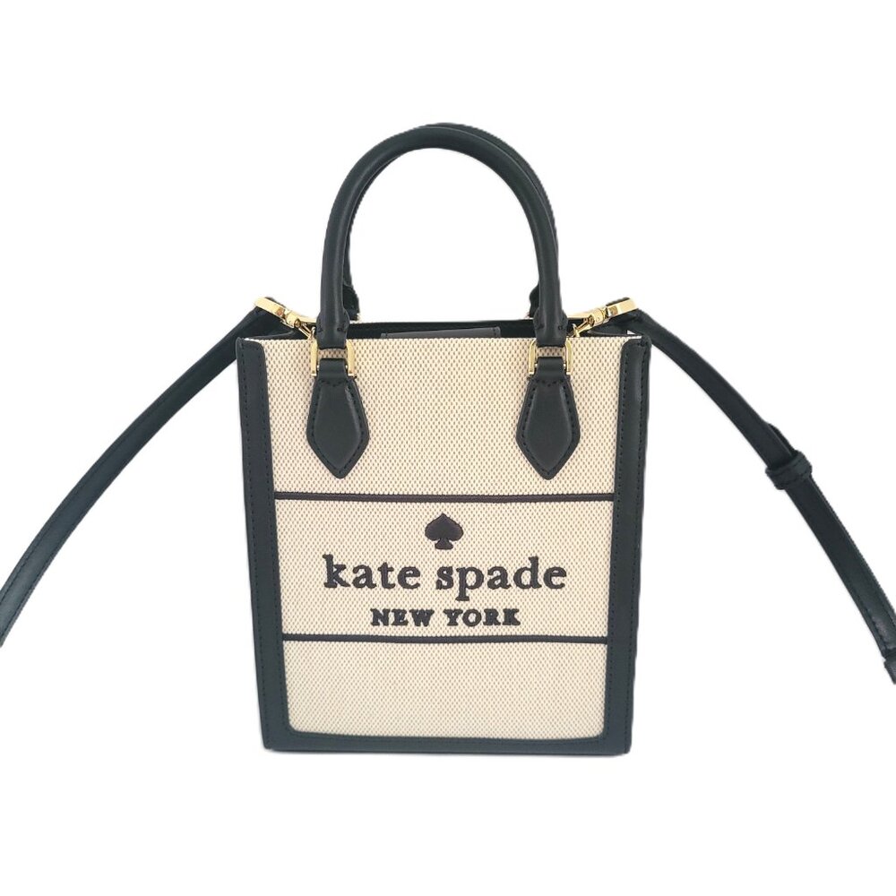 Kate Spade KK235 Ellie Canvas Mini Tote Satchel Crossbody Handbag Black Multi